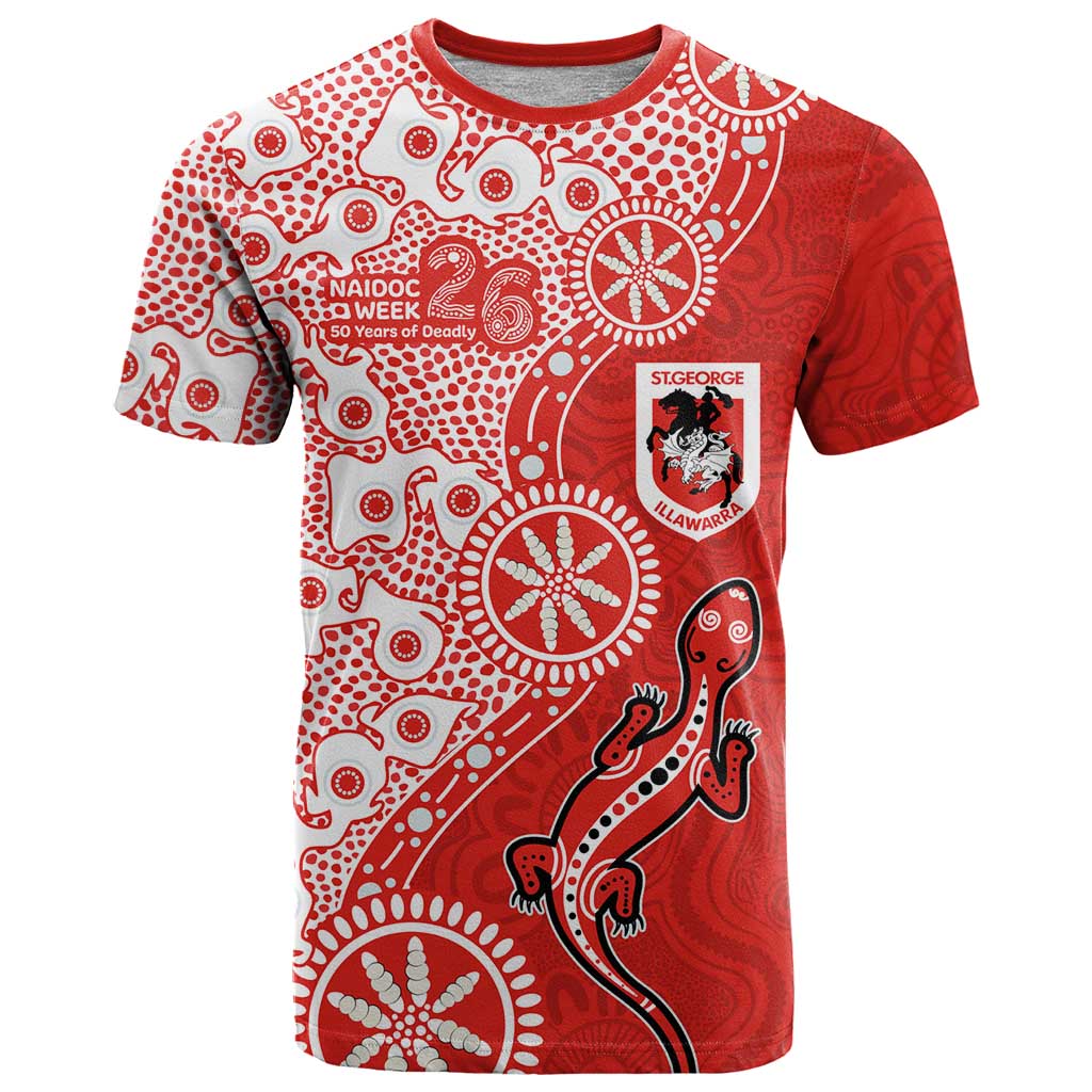 St George Illawarra Dragons NAIDOC Week 2026 T Shirt Aboriginal Lizard Dot Painting - 50 Years of Deadly