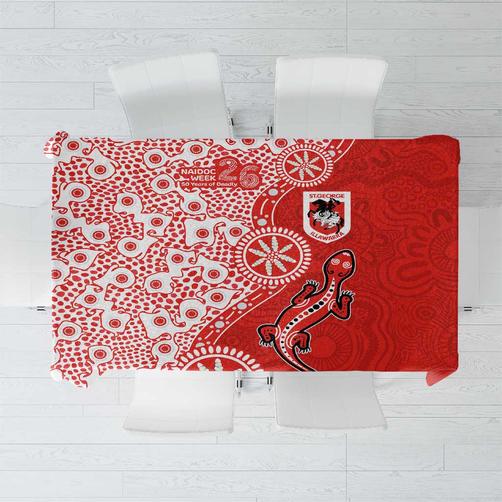 St George Illawarra Dragons NAIDOC Week 2026 Tablecloth Aboriginal Lizard Dot Painting - 50 Years of Deadly