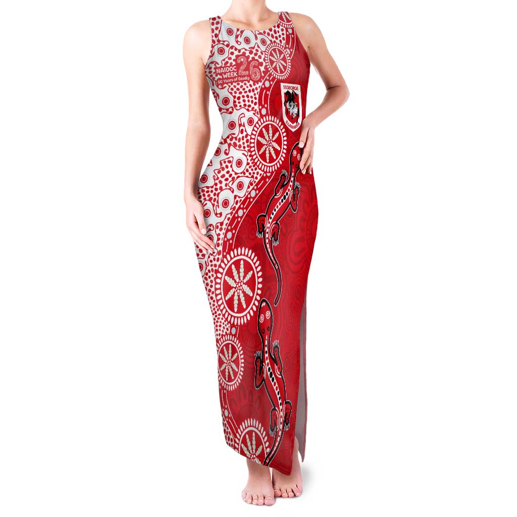 St George Illawarra Dragons NAIDOC Week 2026 Tank Maxi Dress Aboriginal Lizard Dot Painting - 50 Years of Deadly