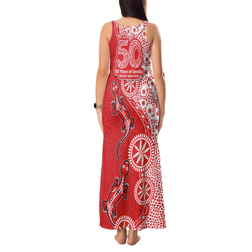 St George Illawarra Dragons NAIDOC Week 2026 Tank Maxi Dress Aboriginal Lizard Dot Painting - 50 Years of Deadly