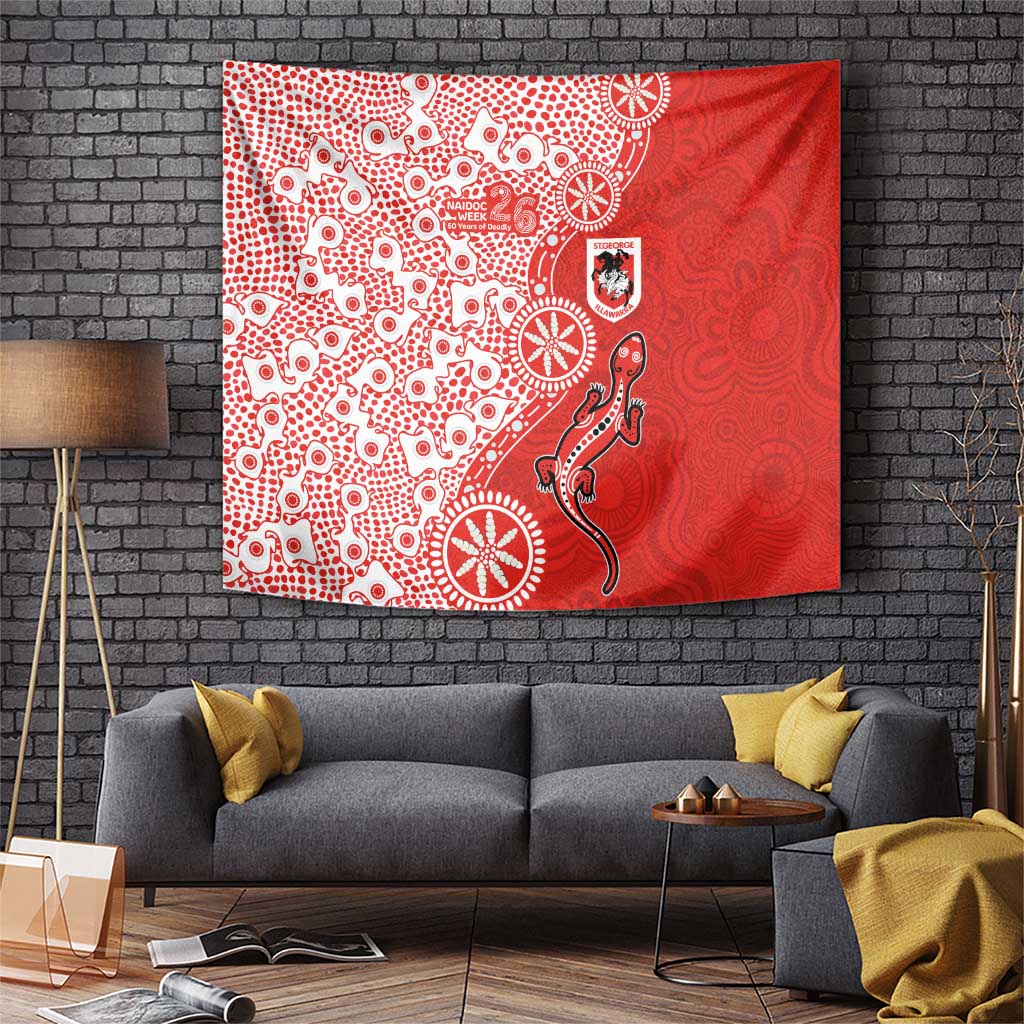 St George Illawarra Dragons NAIDOC Week 2026 Tapestry Aboriginal Lizard Dot Painting - 50 Years of Deadly