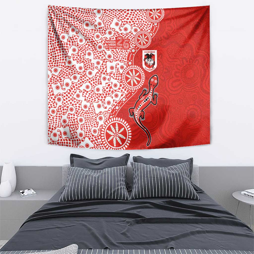 St George Illawarra Dragons NAIDOC Week 2026 Tapestry Aboriginal Lizard Dot Painting - 50 Years of Deadly