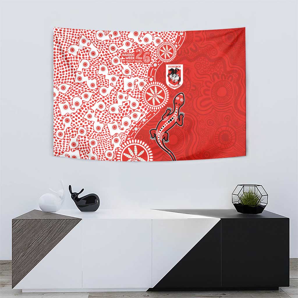 St George Illawarra Dragons NAIDOC Week 2026 Tapestry Aboriginal Lizard Dot Painting - 50 Years of Deadly