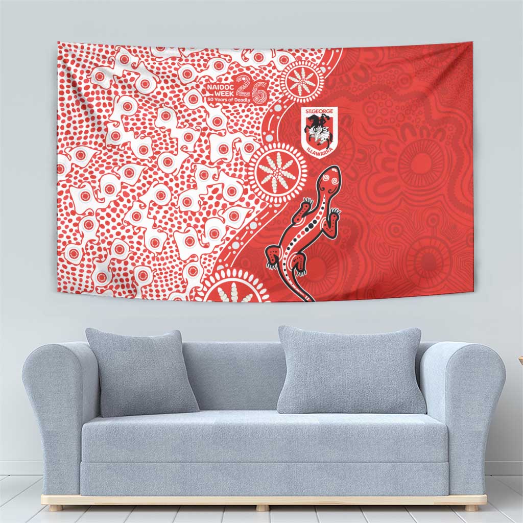 St George Illawarra Dragons NAIDOC Week 2026 Tapestry Aboriginal Lizard Dot Painting - 50 Years of Deadly