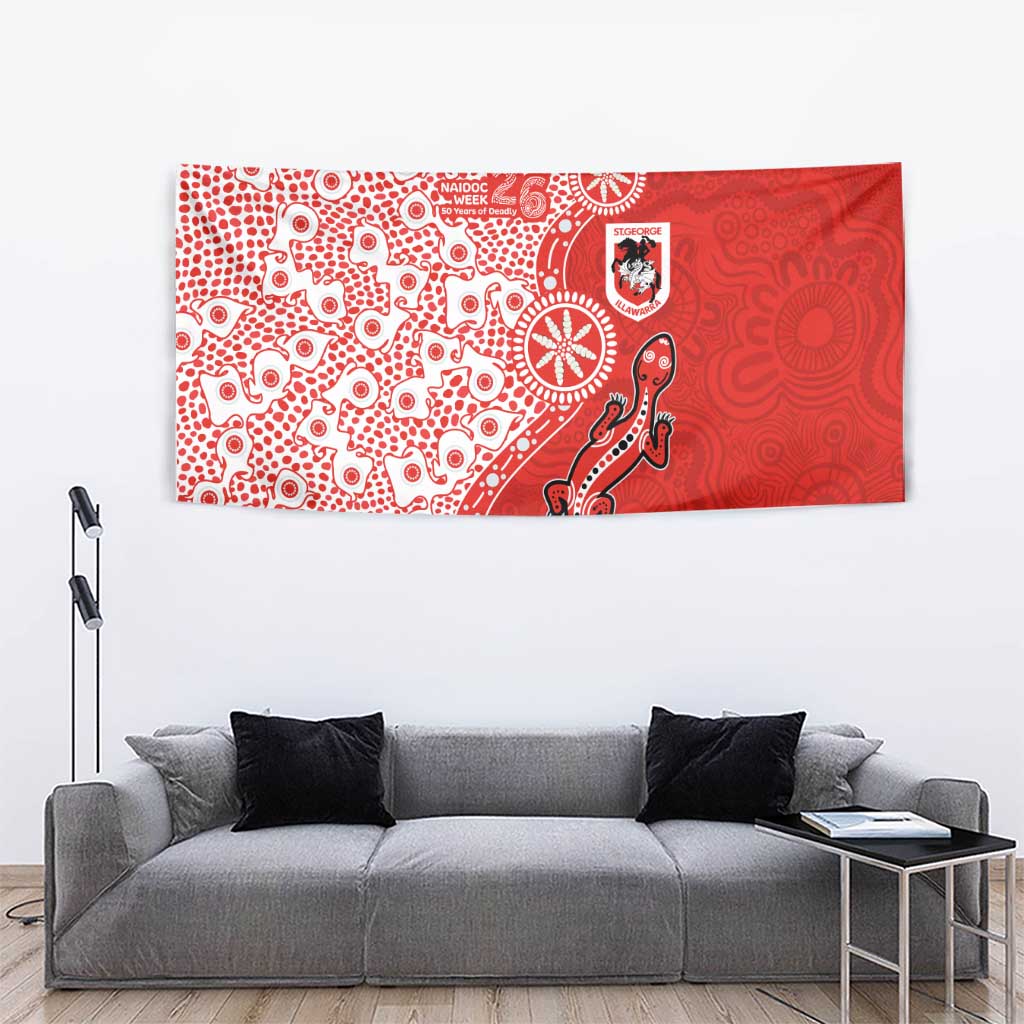 St George Illawarra Dragons NAIDOC Week 2026 Tapestry Aboriginal Lizard Dot Painting - 50 Years of Deadly