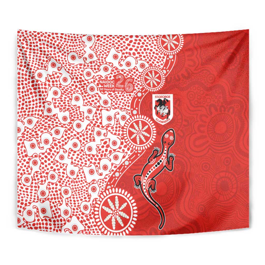 St George Illawarra Dragons NAIDOC Week 2026 Tapestry Aboriginal Lizard Dot Painting - 50 Years of Deadly