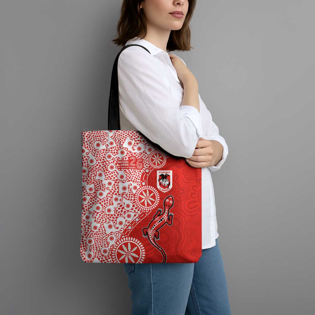 St George Illawarra Dragons NAIDOC Week 2026 Tote Bag Aboriginal Lizard Dot Painting - 50 Years of Deadly