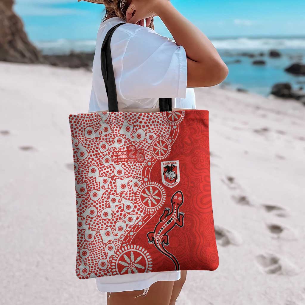St George Illawarra Dragons NAIDOC Week 2026 Tote Bag Aboriginal Lizard Dot Painting - 50 Years of Deadly
