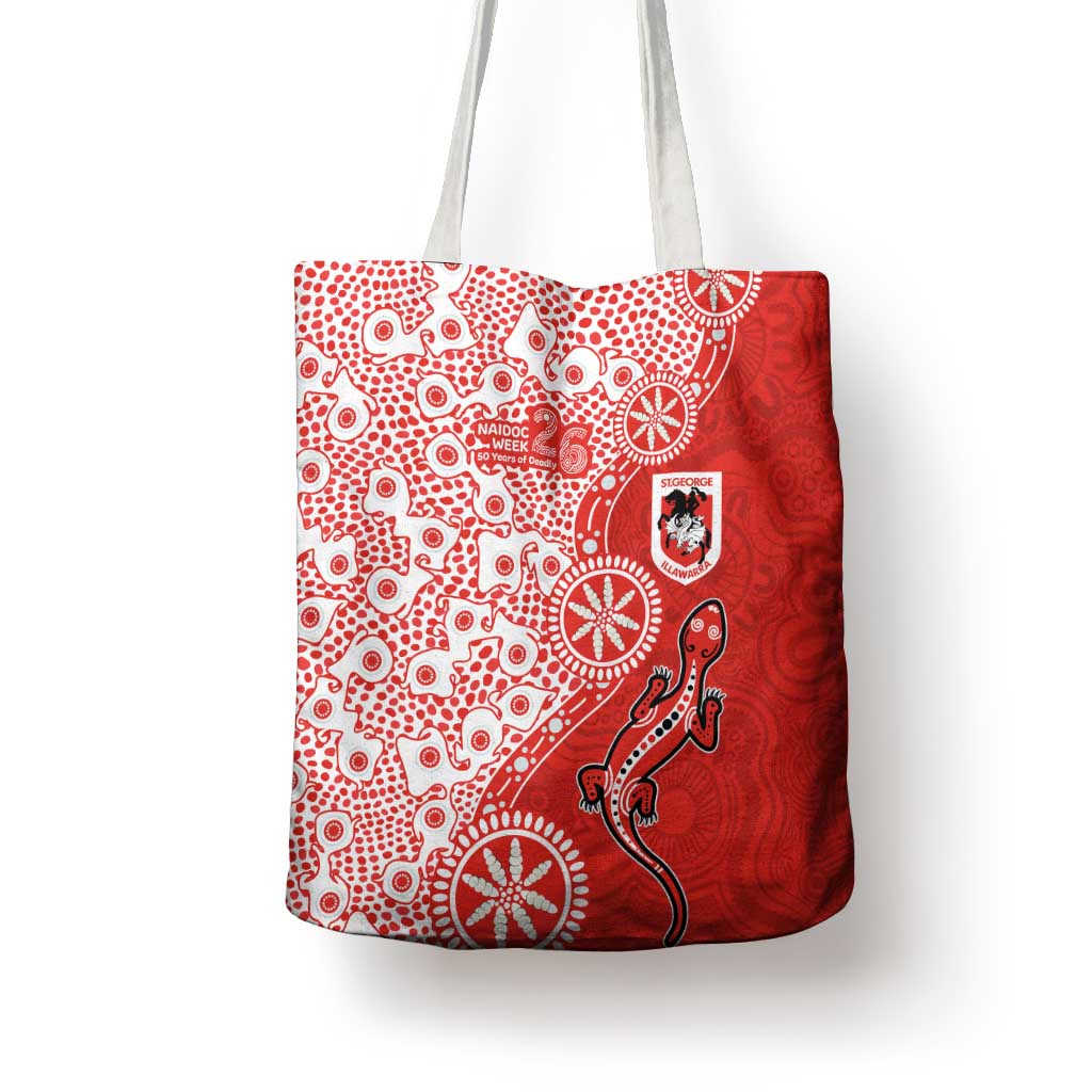 St George Illawarra Dragons NAIDOC Week 2026 Tote Bag Aboriginal Lizard Dot Painting - 50 Years of Deadly