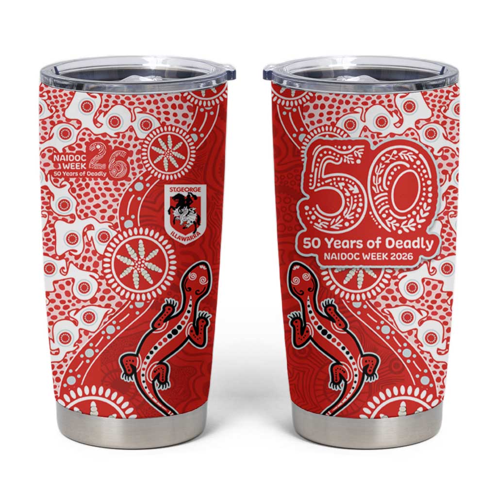 St George Illawarra Dragons NAIDOC Week 2026 Tumbler Cup Aboriginal Lizard Dot Painting - 50 Years of Deadly