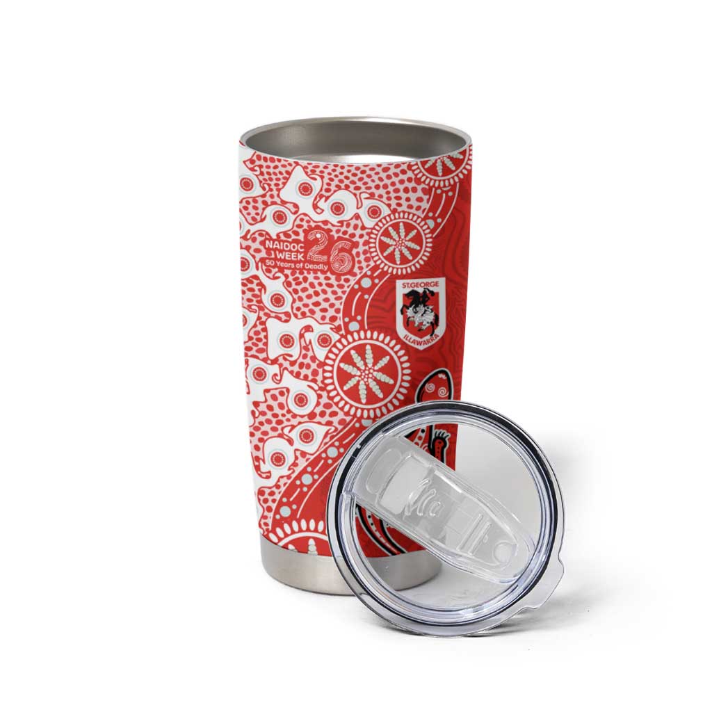 St George Illawarra Dragons NAIDOC Week 2026 Tumbler Cup Aboriginal Lizard Dot Painting - 50 Years of Deadly