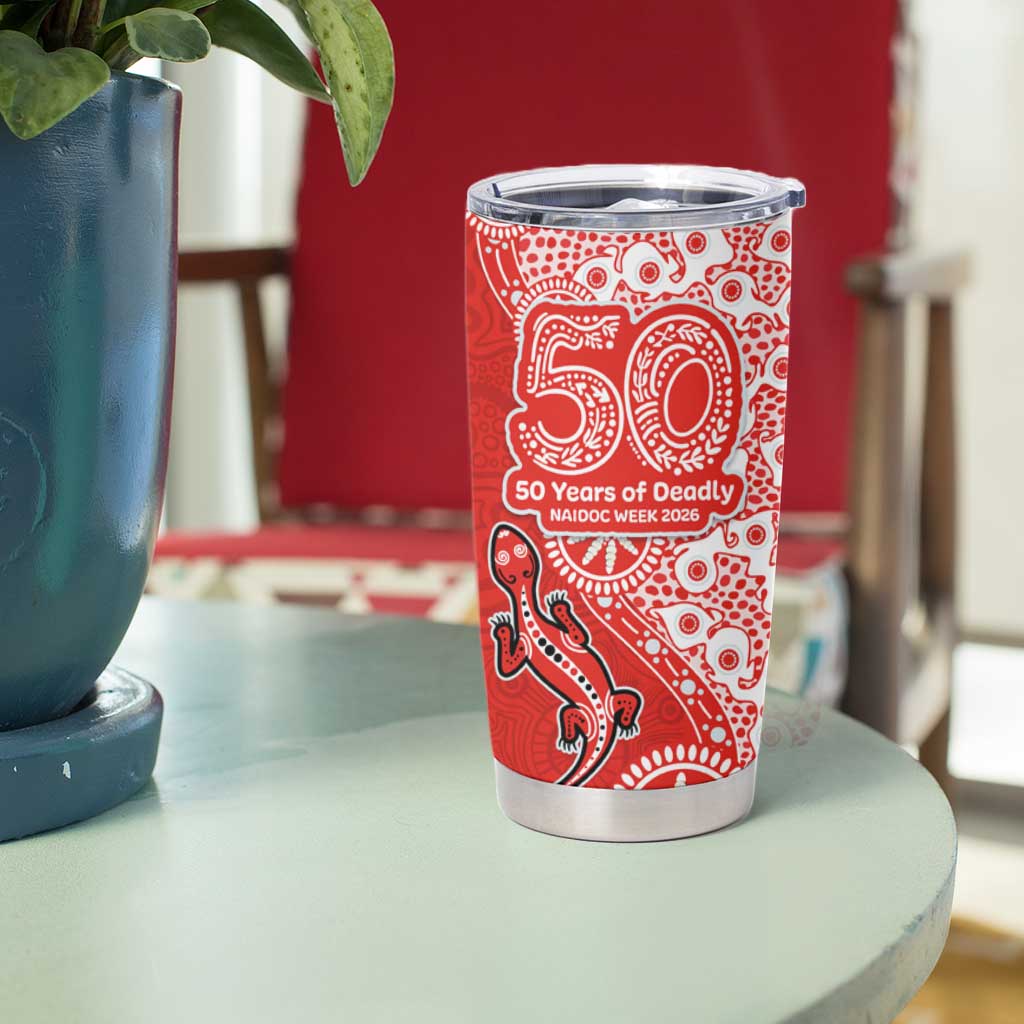 St George Illawarra Dragons NAIDOC Week 2026 Tumbler Cup Aboriginal Lizard Dot Painting - 50 Years of Deadly