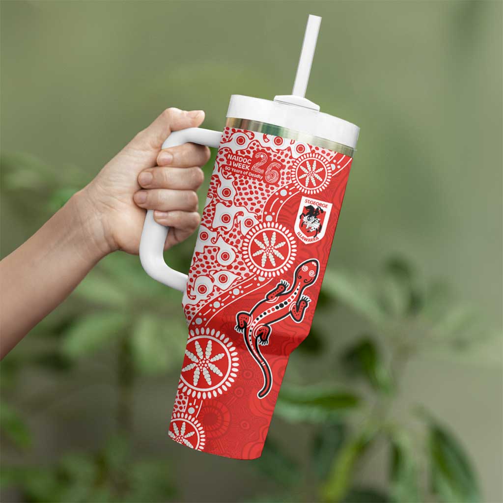 St George Illawarra Dragons NAIDOC Week 2026 Tumbler With Handle Aboriginal Lizard Dot Painting - 50 Years of Deadly