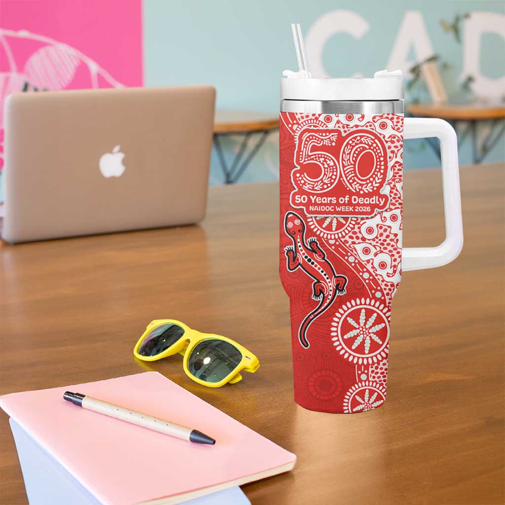 St George Illawarra Dragons NAIDOC Week 2026 Tumbler With Handle Aboriginal Lizard Dot Painting - 50 Years of Deadly