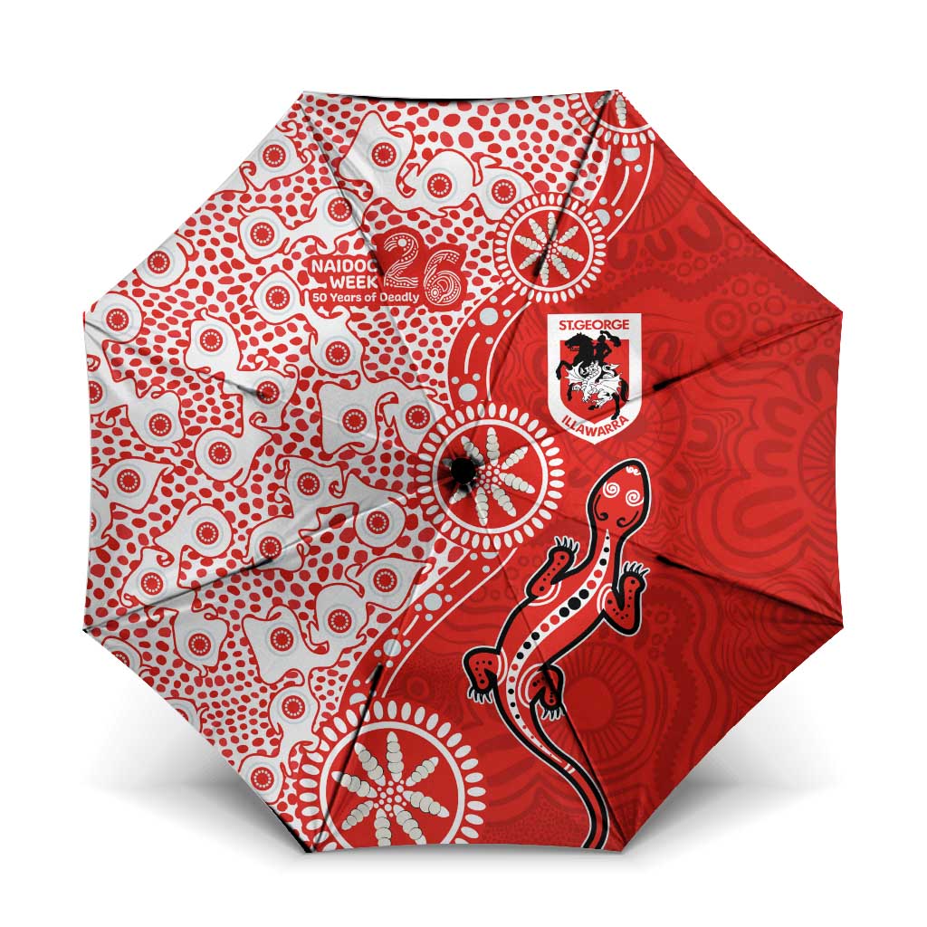 St George Illawarra Dragons NAIDOC Week 2026 Umbrella Aboriginal Lizard Dot Painting - 50 Years of Deadly