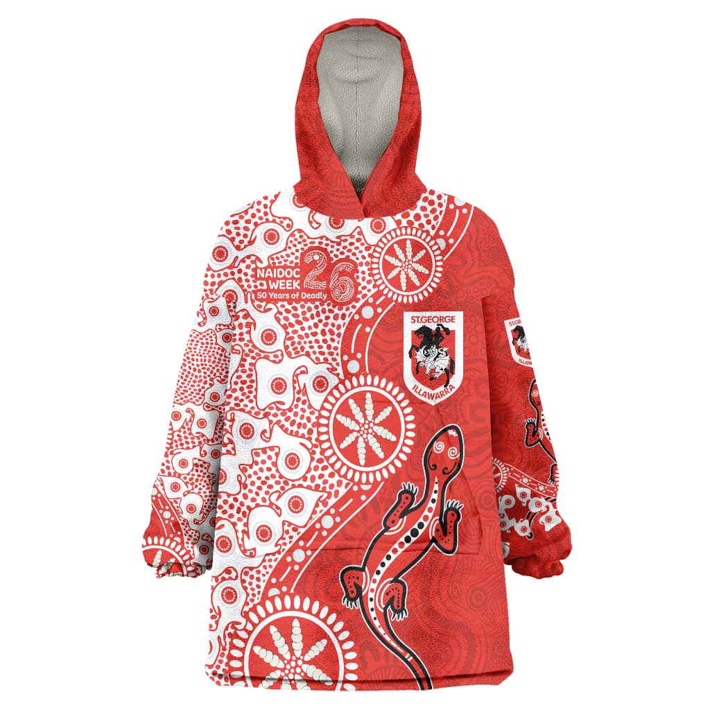St George Illawarra Dragons NAIDOC Week 2026 Wearable Blanket Hoodie Aboriginal Lizard Dot Painting - 50 Years of Deadly