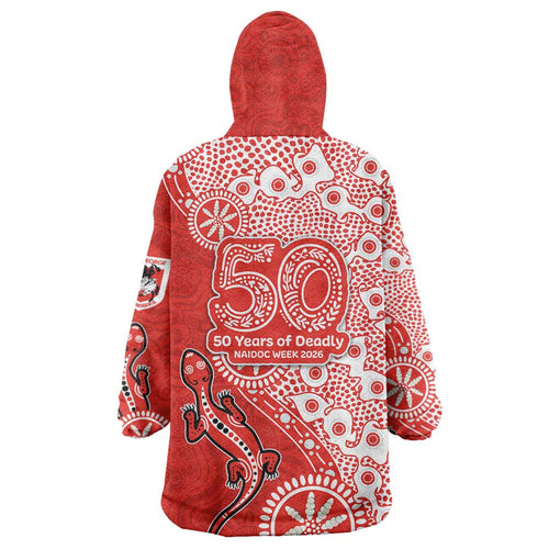 St George Illawarra Dragons NAIDOC Week 2026 Wearable Blanket Hoodie Aboriginal Lizard Dot Painting - 50 Years of Deadly