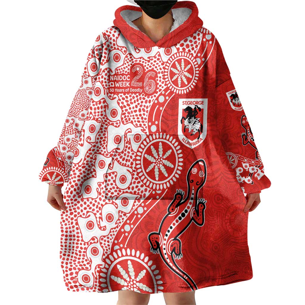 St George Illawarra Dragons NAIDOC Week 2026 Wearable Blanket Hoodie Aboriginal Lizard Dot Painting - 50 Years of Deadly