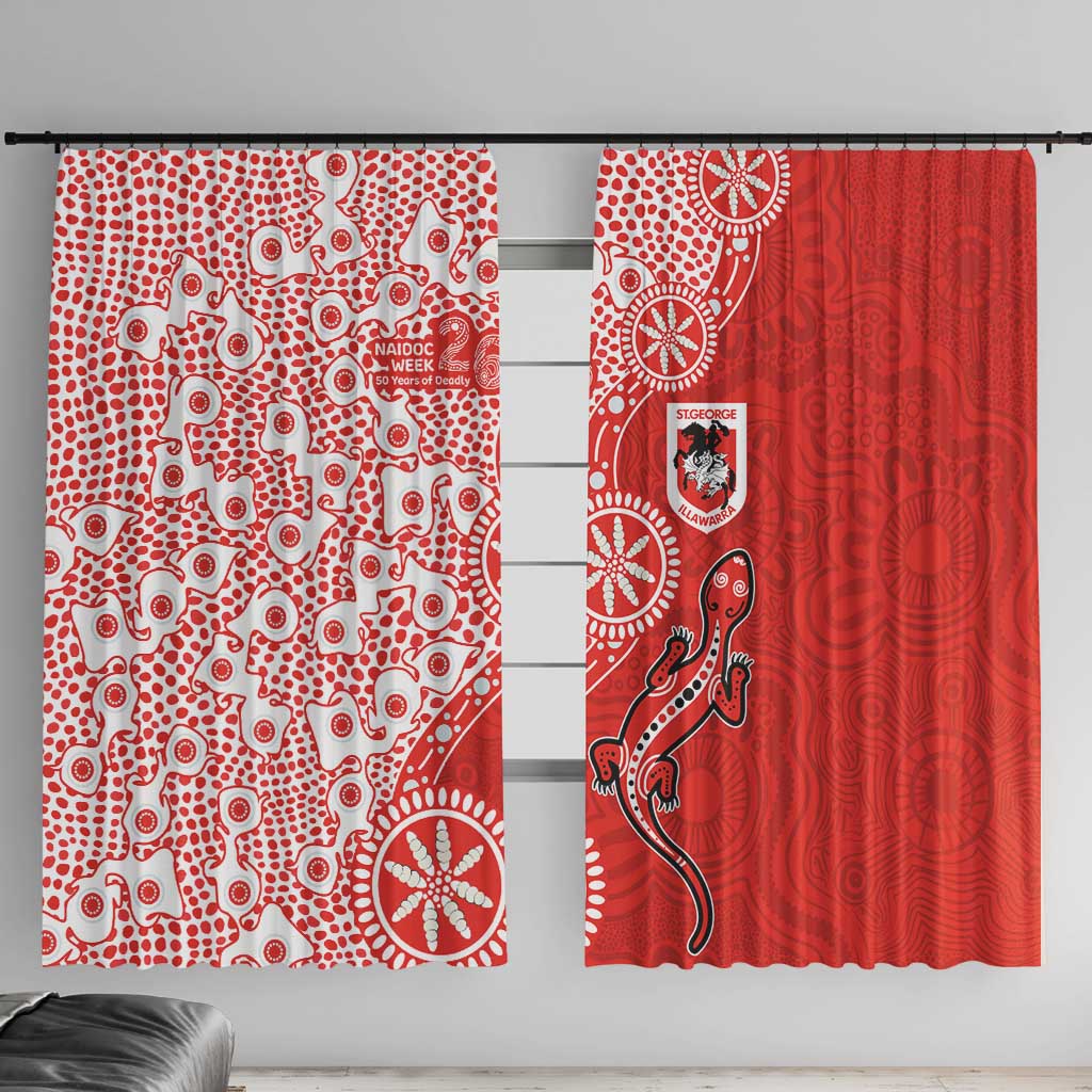 St George Illawarra Dragons NAIDOC Week 2026 Window Curtain Aboriginal Lizard Dot Painting - 50 Years of Deadly
