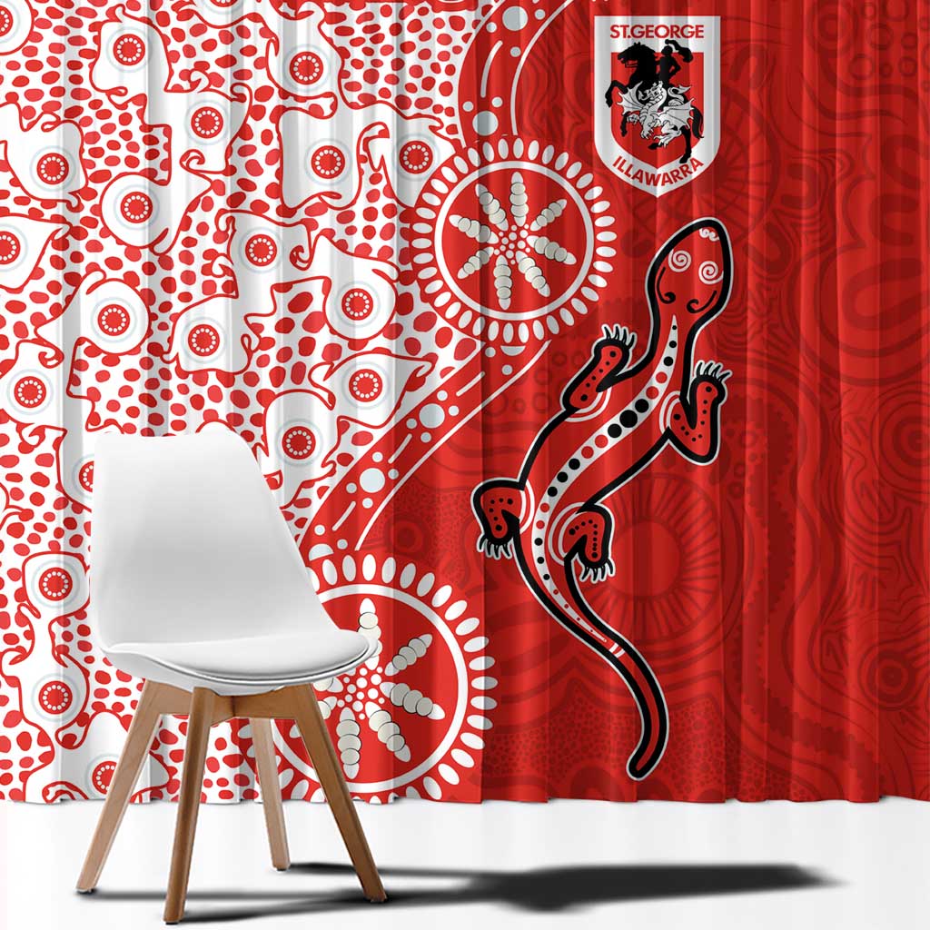 St George Illawarra Dragons NAIDOC Week 2026 Window Curtain Aboriginal Lizard Dot Painting - 50 Years of Deadly