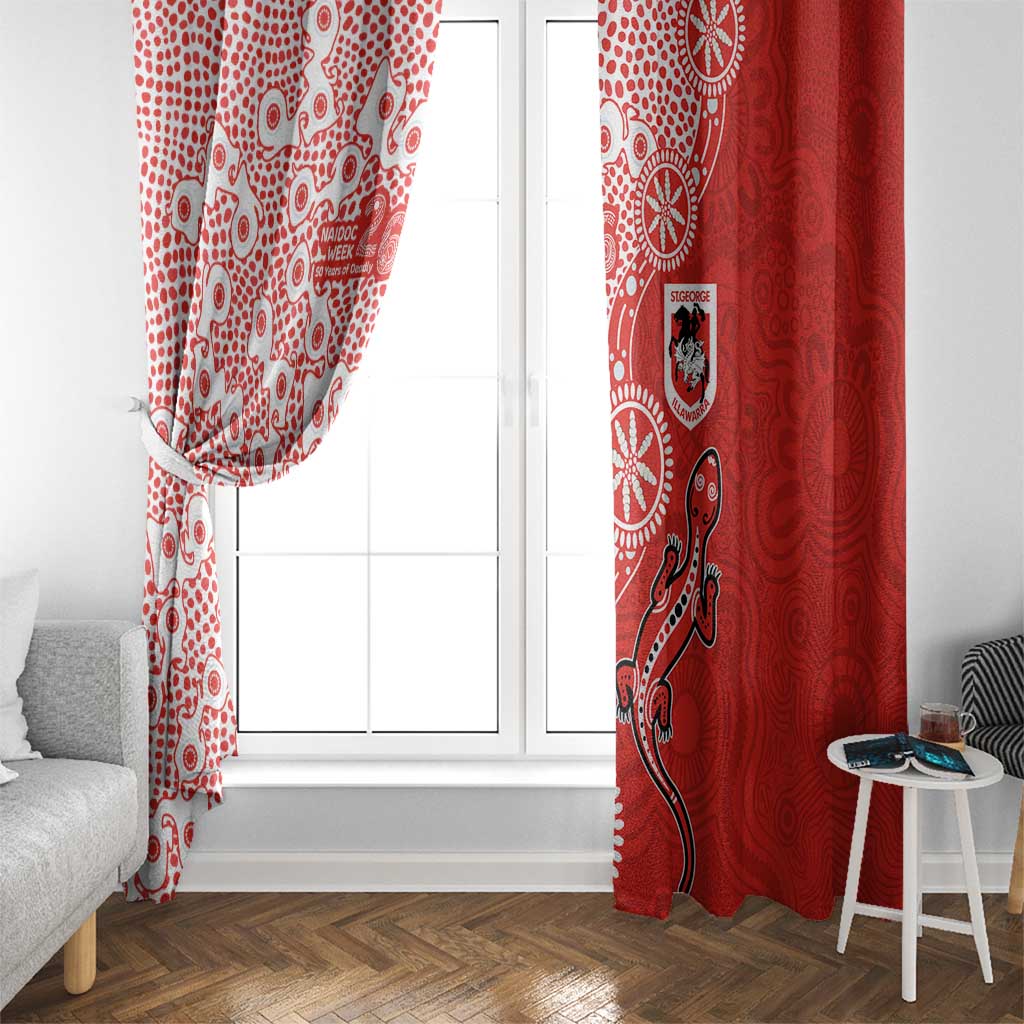 St George Illawarra Dragons NAIDOC Week 2026 Window Curtain Aboriginal Lizard Dot Painting - 50 Years of Deadly