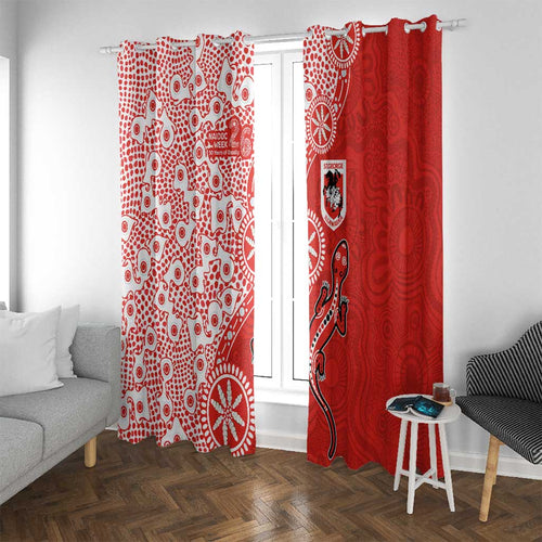 St George Illawarra Dragons NAIDOC Week 2026 Window Curtain Aboriginal Lizard Dot Painting - 50 Years of Deadly