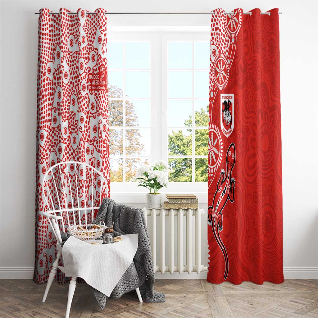 St George Illawarra Dragons NAIDOC Week 2026 Window Curtain Aboriginal Lizard Dot Painting - 50 Years of Deadly
