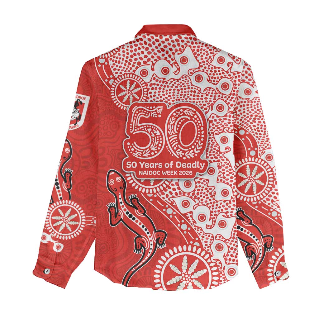 St George Illawarra Dragons NAIDOC Week 2026 Women Casual Shirt Aboriginal Lizard Dot Painting - 50 Years of Deadly