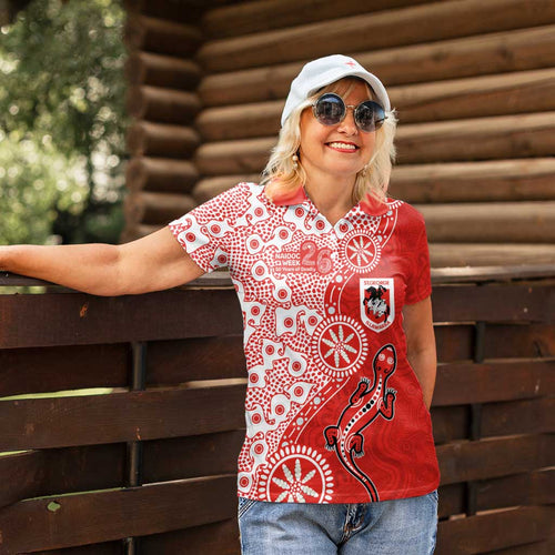 St George Illawarra Dragons NAIDOC Week 2026 Women Polo Shirt Aboriginal Lizard Dot Painting - 50 Years of Deadly
