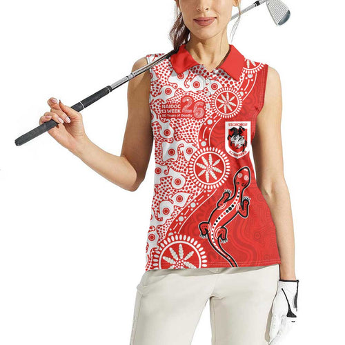 St George Illawarra Dragons NAIDOC Week 2026 Women Sleeveless Polo Shirt Aboriginal Lizard Dot Painting - 50 Years of Deadly
