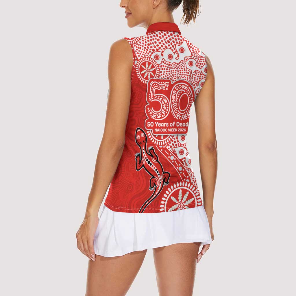 St George Illawarra Dragons NAIDOC Week 2026 Women Sleeveless Polo Shirt Aboriginal Lizard Dot Painting - 50 Years of Deadly