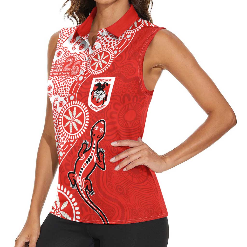 St George Illawarra Dragons NAIDOC Week 2026 Women Sleeveless Polo Shirt Aboriginal Lizard Dot Painting - 50 Years of Deadly
