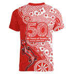 St George Illawarra Dragons NAIDOC Week 2026 Women V-Neck T-Shirt Aboriginal Lizard Dot Painting - 50 Years of Deadly