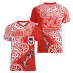 St George Illawarra Dragons NAIDOC Week 2026 Women V-Neck T-Shirt Aboriginal Lizard Dot Painting - 50 Years of Deadly