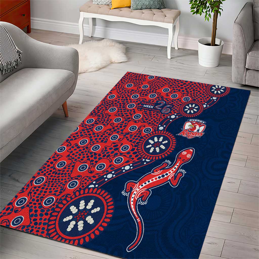 Sydney Roosters NAIDOC Week 2026 Area Rug Aboriginal Lizard Dot Painting - 50 Years of Deadly