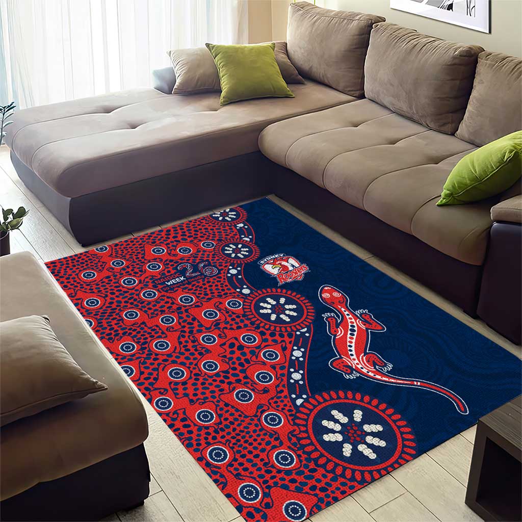 Sydney Roosters NAIDOC Week 2026 Area Rug Aboriginal Lizard Dot Painting - 50 Years of Deadly