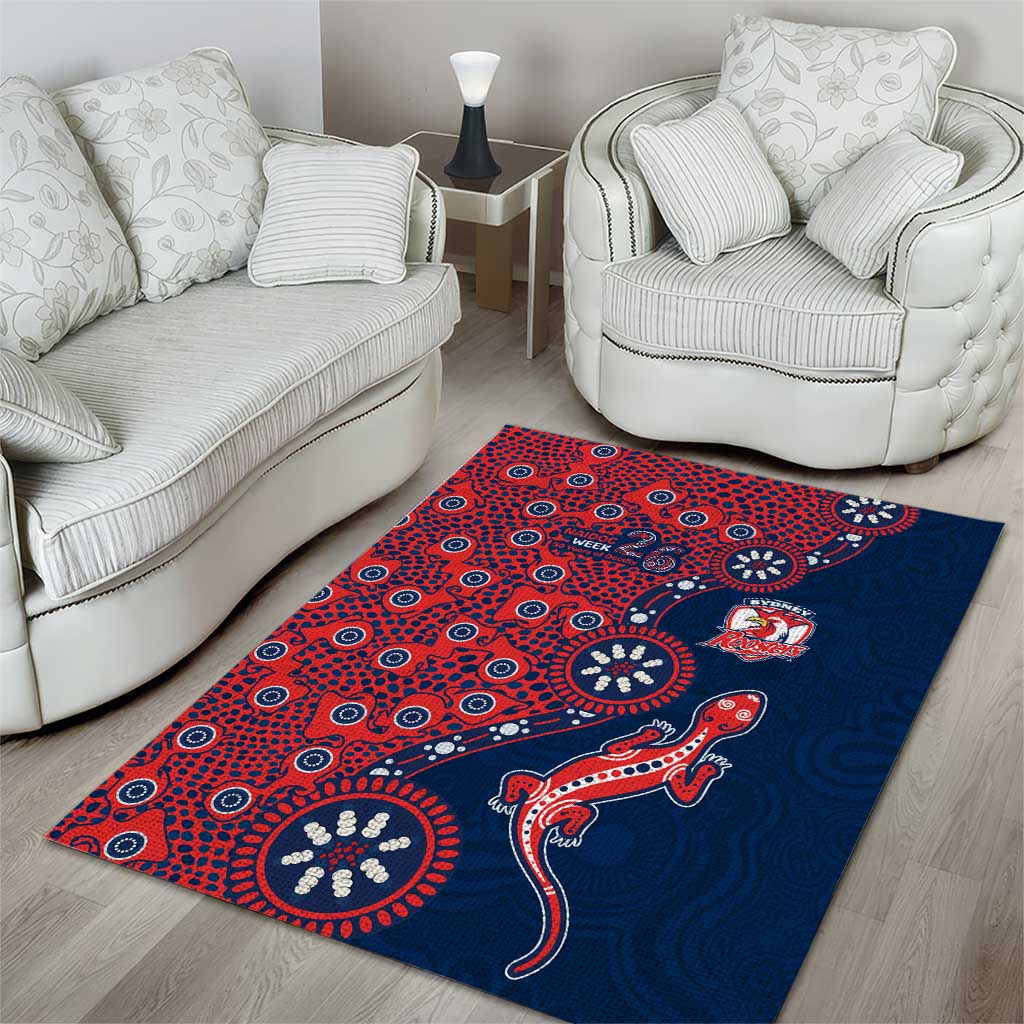 Sydney Roosters NAIDOC Week 2026 Area Rug Aboriginal Lizard Dot Painting - 50 Years of Deadly