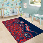 Sydney Roosters NAIDOC Week 2026 Area Rug Aboriginal Lizard Dot Painting - 50 Years of Deadly