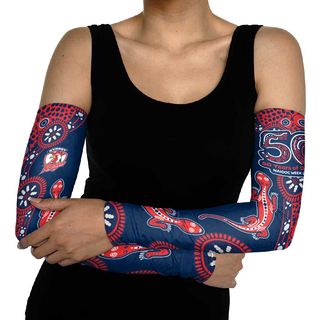 Sydney Roosters NAIDOC Week 2026 Arm Sleeves Aboriginal Lizard Dot Painting - 50 Years of Deadly