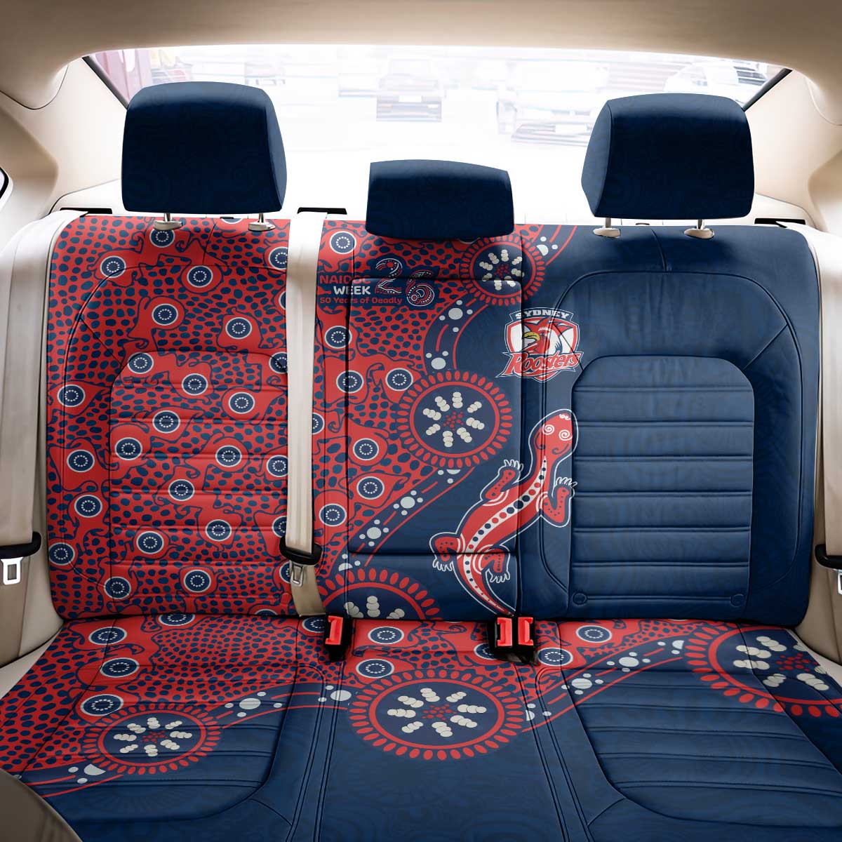 Sydney Roosters NAIDOC Week 2026 Back Car Seat Cover Aboriginal Lizard Dot Painting - 50 Years of Deadly