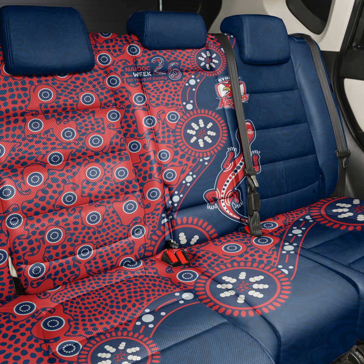 Sydney Roosters NAIDOC Week 2026 Back Car Seat Cover Aboriginal Lizard Dot Painting - 50 Years of Deadly