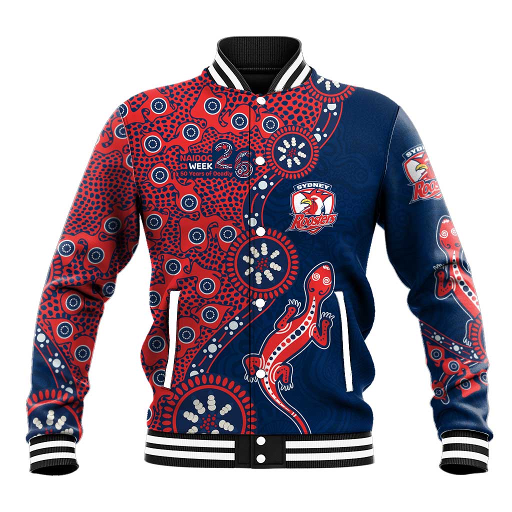 Sydney Roosters NAIDOC Week 2026 Baseball Jacket Aboriginal Lizard Dot Painting - 50 Years of Deadly