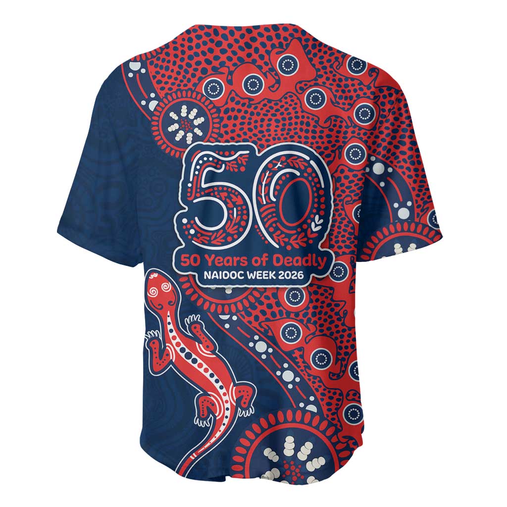 Sydney Roosters NAIDOC Week 2026 Baseball Jersey Aboriginal Lizard Dot Painting - 50 Years of Deadly