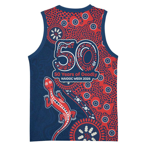 Sydney Roosters NAIDOC Week 2026 Basketball Jersey Aboriginal Lizard Dot Painting - 50 Years of Deadly