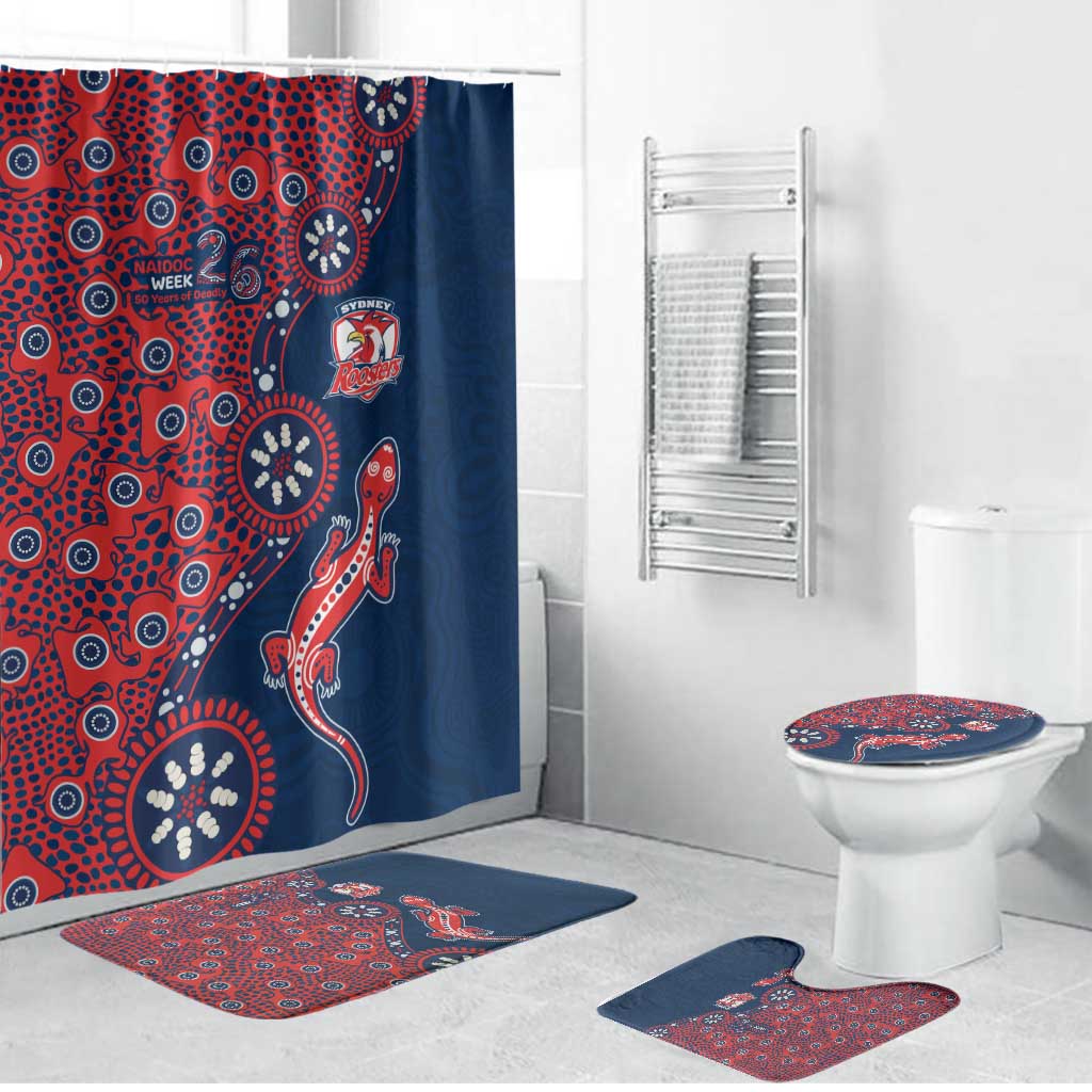 Sydney Roosters NAIDOC Week 2026 Bathroom Set Aboriginal Lizard Dot Painting - 50 Years of Deadly