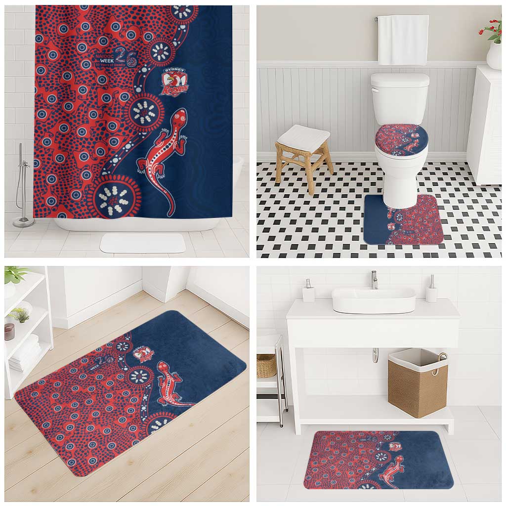 Sydney Roosters NAIDOC Week 2026 Bathroom Set Aboriginal Lizard Dot Painting - 50 Years of Deadly