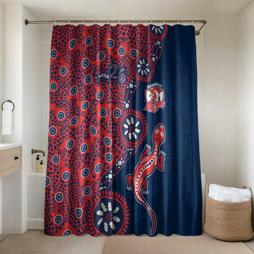 Sydney Roosters NAIDOC Week 2026 Bathroom Set Aboriginal Lizard Dot Painting - 50 Years of Deadly