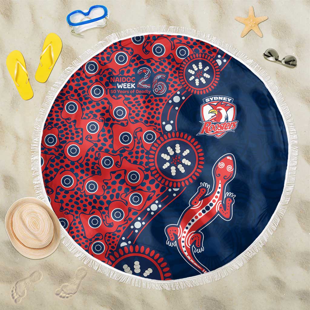 Sydney Roosters NAIDOC Week 2026 Beach Blanket Aboriginal Lizard Dot Painting - 50 Years of Deadly