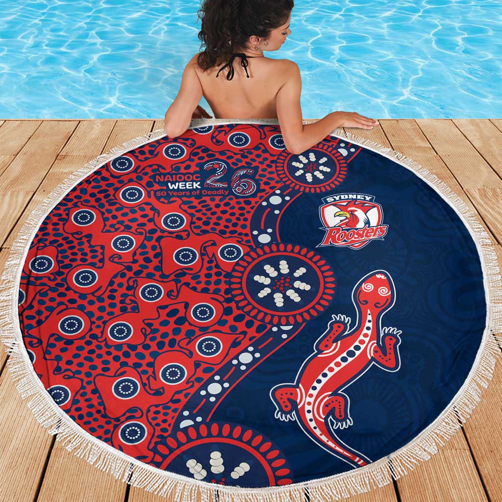 Sydney Roosters NAIDOC Week 2026 Beach Blanket Aboriginal Lizard Dot Painting - 50 Years of Deadly