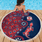 Sydney Roosters NAIDOC Week 2026 Beach Blanket Aboriginal Lizard Dot Painting - 50 Years of Deadly